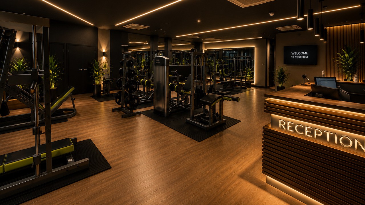 Reception and gym floor at One Motivation, St Helier, Jersey